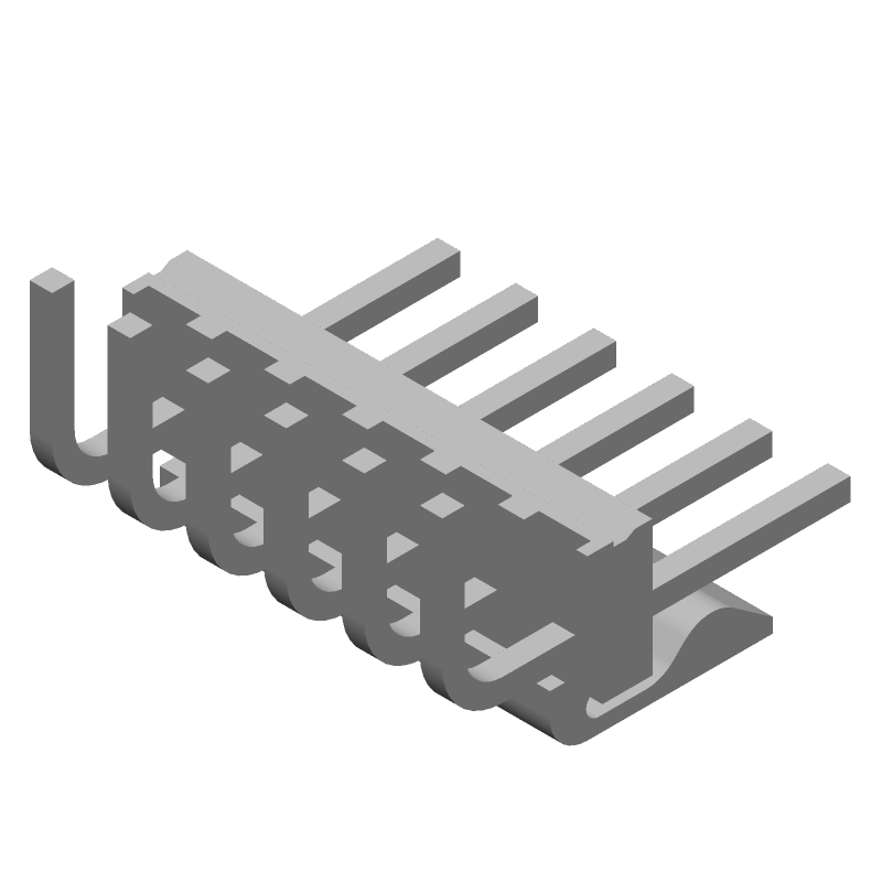 6 Pos 1 Row RA Header, 3.96mm Pitch, 7A, 250V, Solder