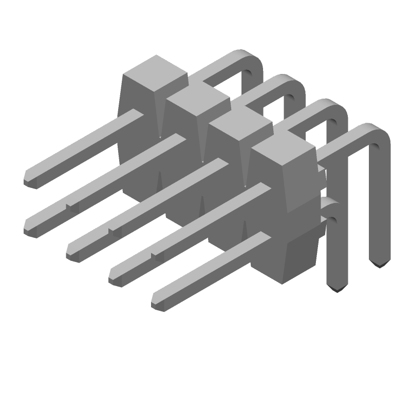 8 Pos 2 Row RA Header, 2.54mm Pitch, Gold Pin, 3A, 350V