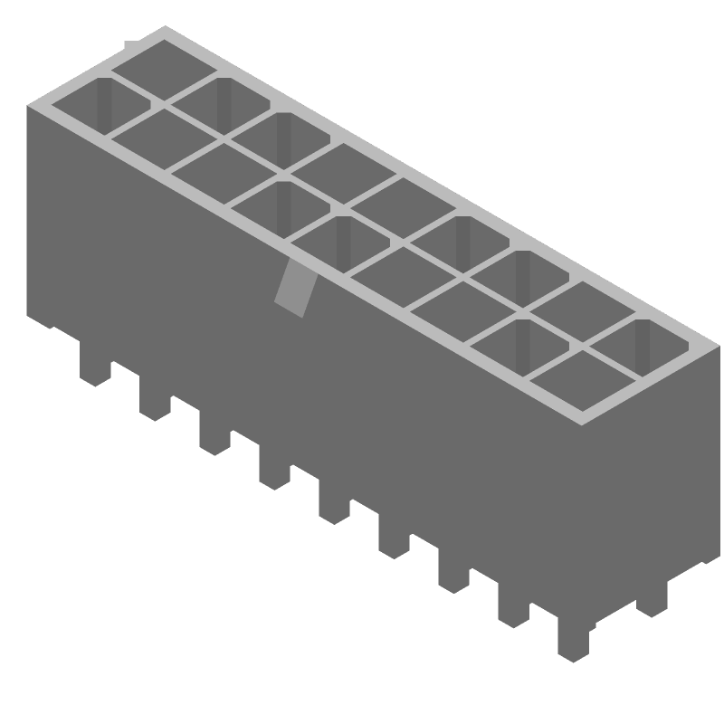 Power Connector, 18 Pos, 9A, 600V, 4.2mm Pitch, Solder, Thru-Hole