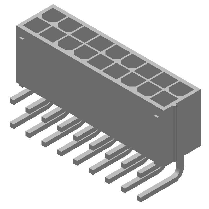 Power Connector, 18 Pos, 9A, 600V, 4.2mm Pitch, RA Solder