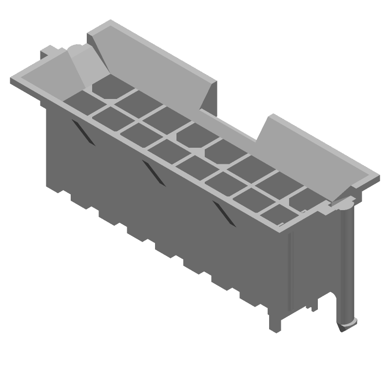 16 Pos Power Connector, 600V, 9A, Straight, Solder, Thru-Hole