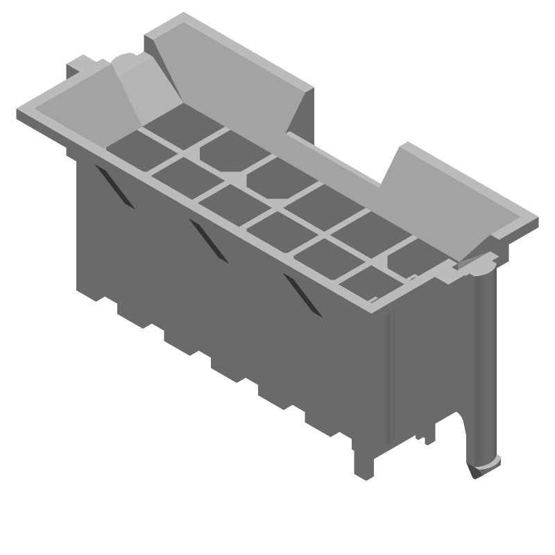 Power Connector, 12 Pos, 9A, 600V, Straight, Solder, Thru-Hole
