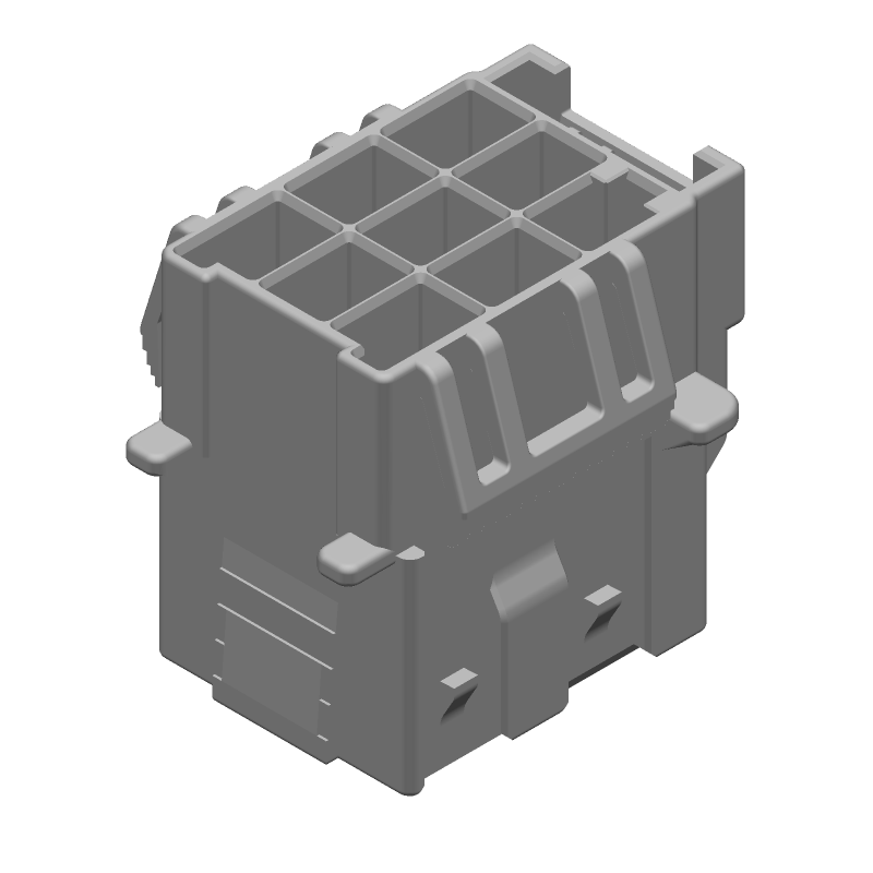 9 Pos Receptacle Housing, 6mm Pitch, Panel Mount, Crimp, 600V