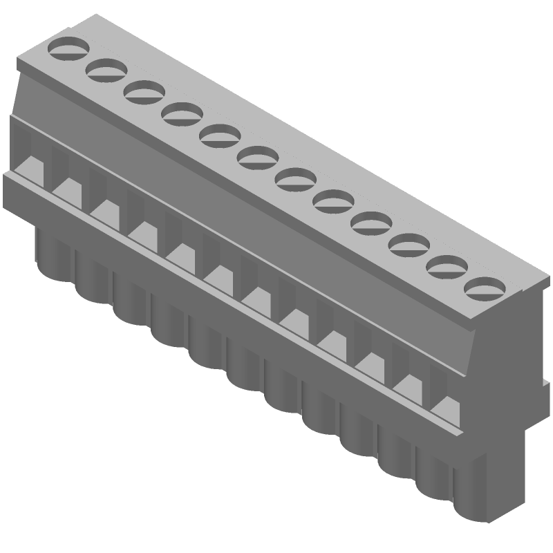 12 Pos Terminal Block, 5.08mm Pitch, 15A, 300V, Screw, Cable Mount