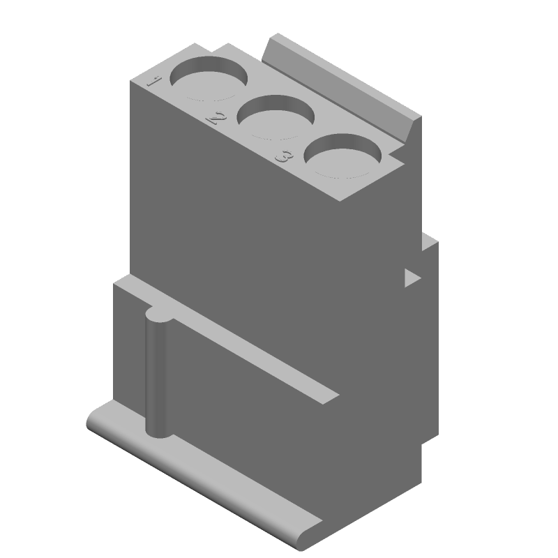 6Ckt 3 Pos Rectangular Plug Housing, 19A, 250V, Wire-to-Wire