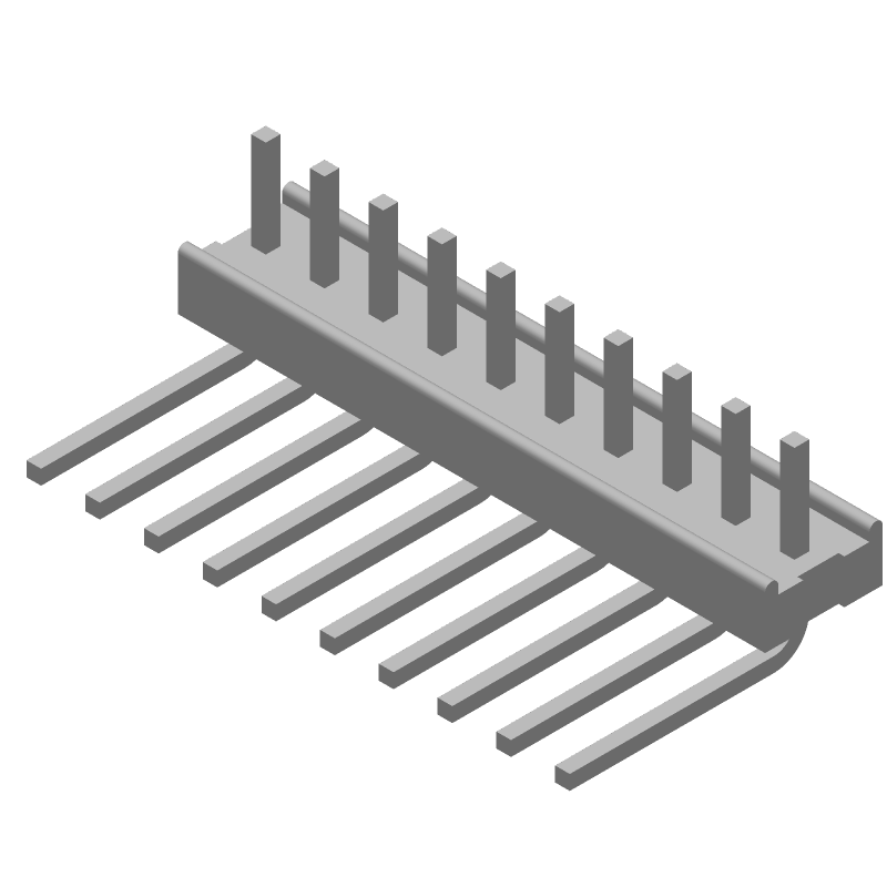 10 Pos 2.54mm RA Solder Header, Male, 5A, Tin