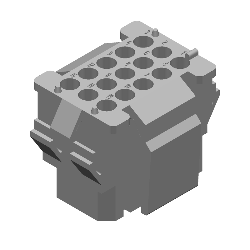 15 Pos Wire-to-Wire Plug Housing, 9A, 250V, UL94 V-0, Red