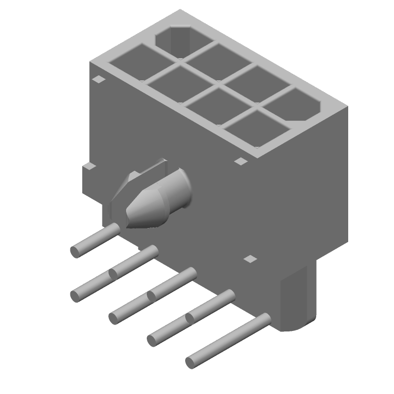 8 Pos Power Connector, Wire-to-Board, 9.5A, 600V, Right Angle, Male