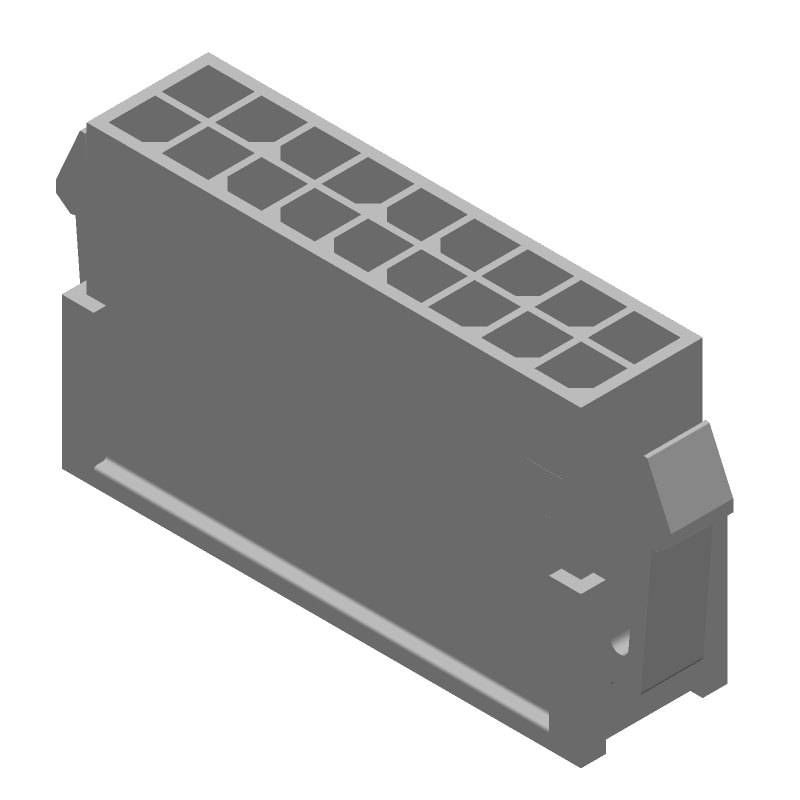 18 Pos Wire Housing, 250V, 5A, Crimp, Male, Panel Mount, Black
