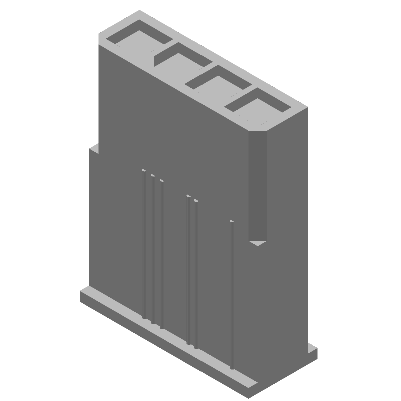4 Pos 4.2mm Wire Housing, Male Pin, 9A, 600V, Straight