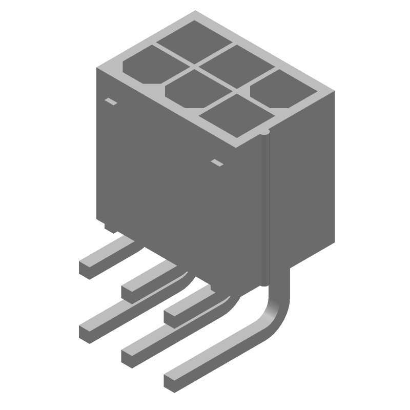 6 Pos Power Connector, 9A, 600V, 4.2mm Pitch, Solder RA Thru-Hole