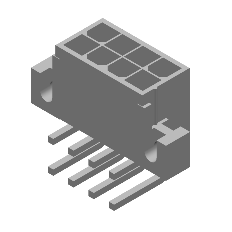 8 Pos Power Connector, 9A, 600V, RA Solder, Wire-to-Board