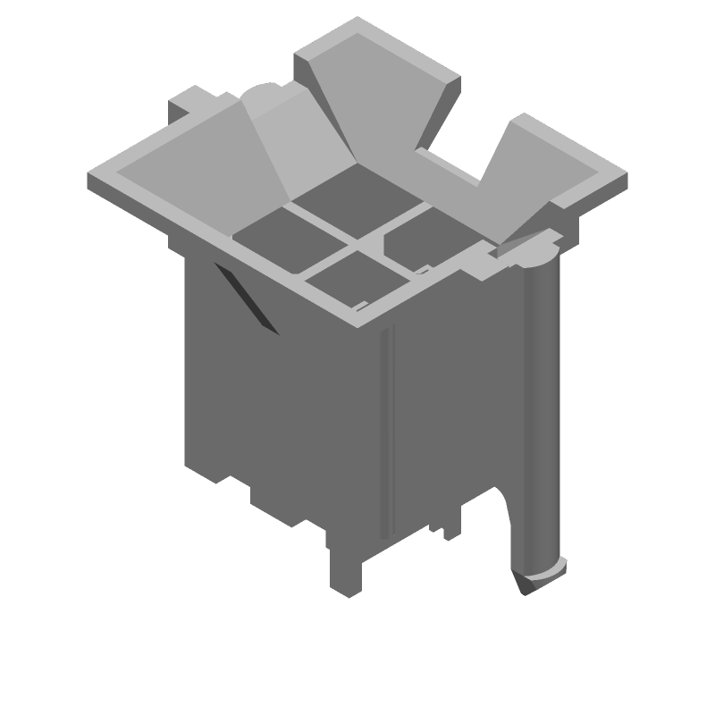 Power Connector, 4 Pos, 9A, 600V, Wire-to-Board, Solder, Thru-Hole