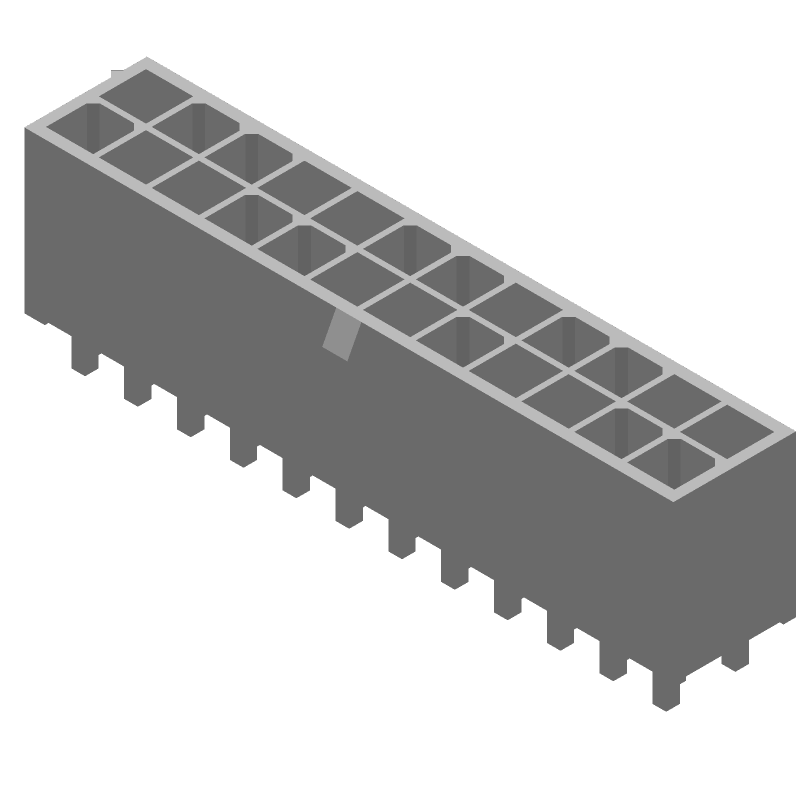 Power Connector, 24 Pos, 4.2mm Pitch, Straight, Solder, 9A, 600V