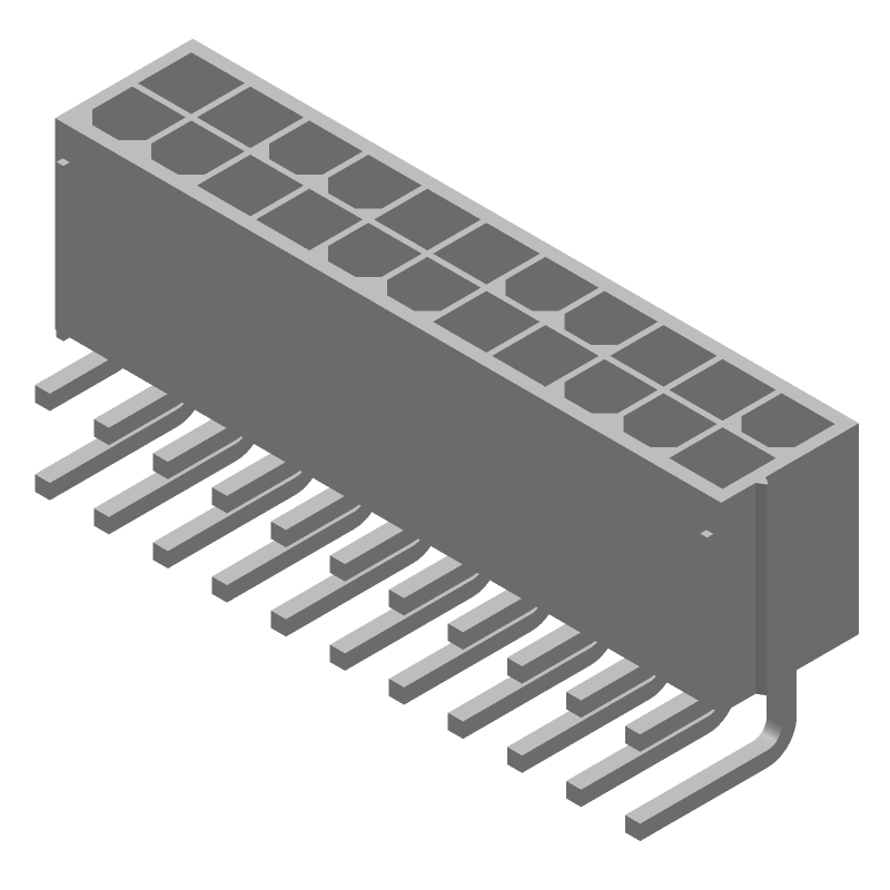 22 Pos Power Connector, 9A, 600V, RA Solder, Thru-Hole, 4.2mm Pitch