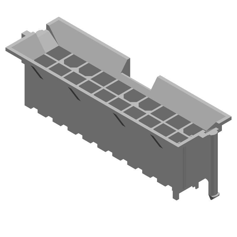 Power Connector, 20 Pos, 9A, 600V, Straight, Solder, Thru-Hole