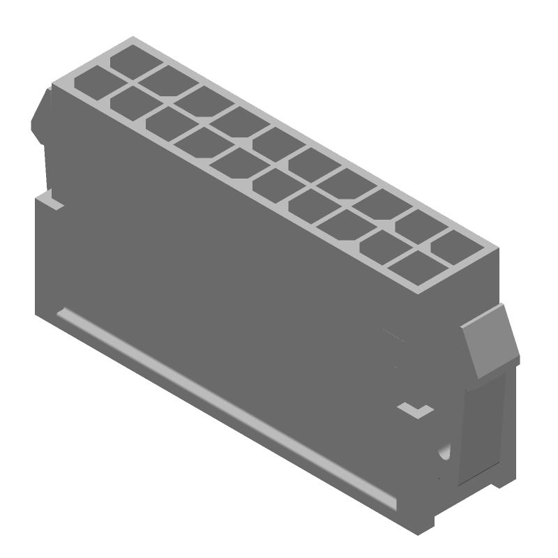20 Pos Wire Housing, Crimp, Male Pin, 5A, 250V, Black