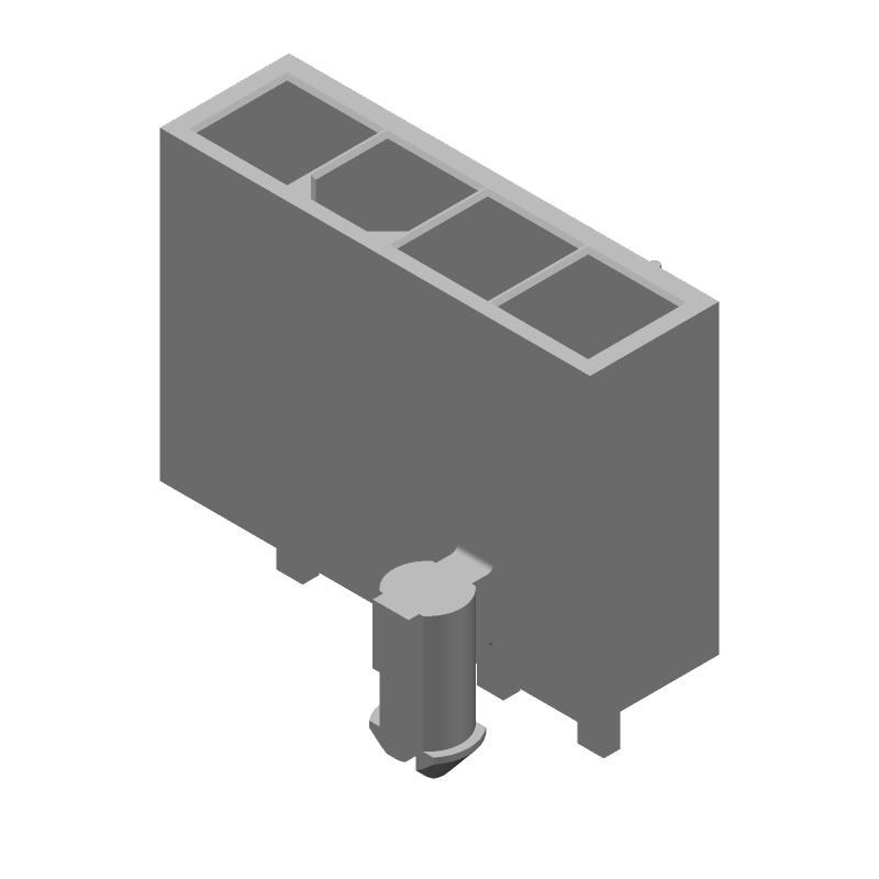 4 Pos Power Connector, 9A, 600V, Straight, Solder, Thru-Hole