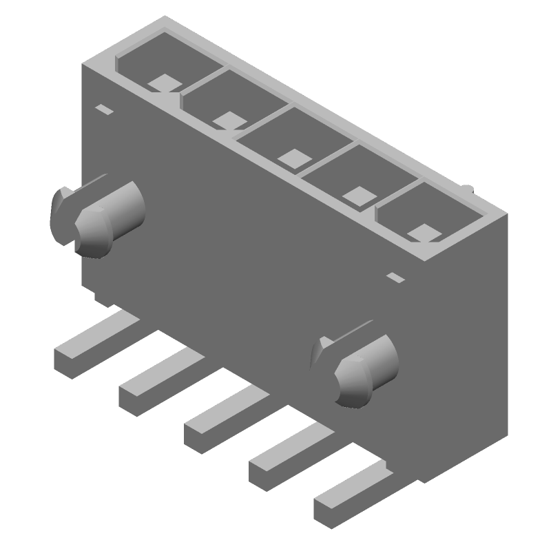 Power Connector, 5 Pos, 4.2mm Pitch, 9A, 600V, RA Solder TH