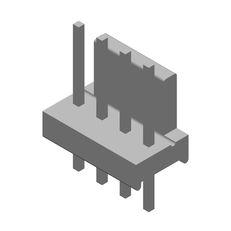 4 Pos 2.54mm Pitch Wire-to-Board Header, Male, Solder, Thru-Hole