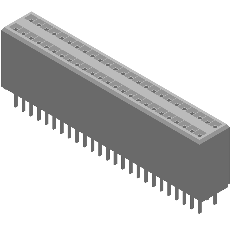 50 Pos 1.27mm Socket Strip, Gold, 1A, 30V, Thru-Hole