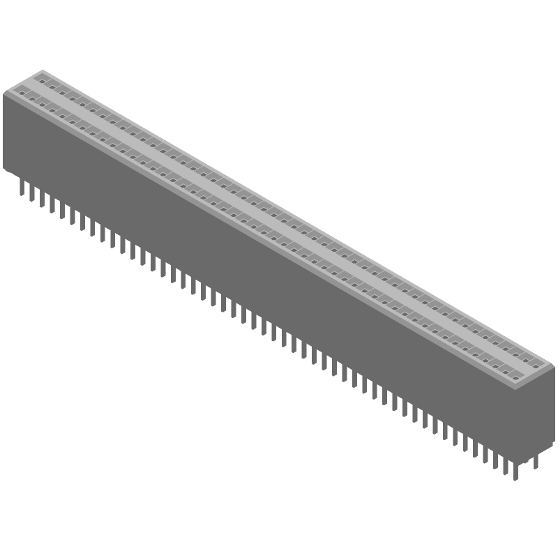 100 Pos 1.27mm Socket Strip, Straight, Thru-Hole, 4A, Gold