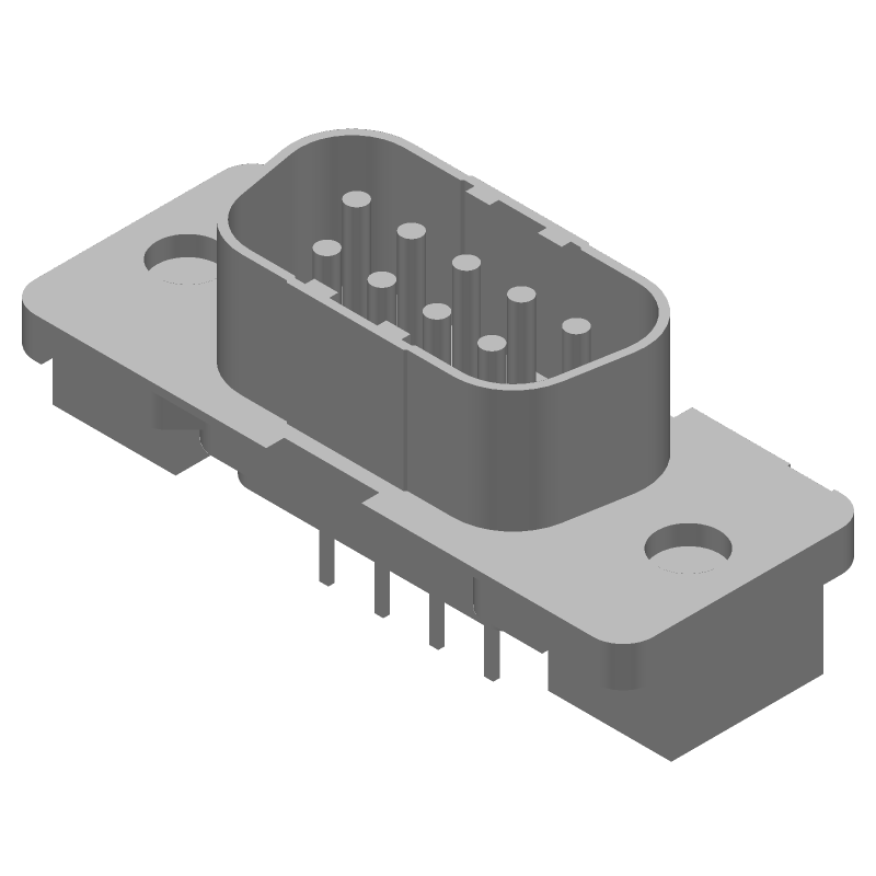 9 Pos D-Sub Plug, Steel, Gold/Tin, Signal, 6A, Through Hole