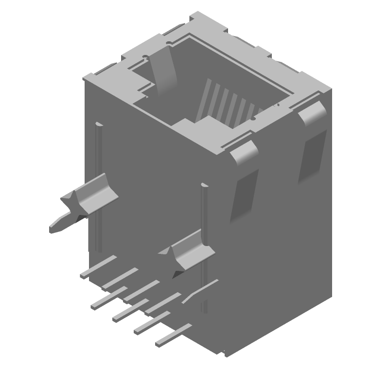 RJ11 Connector, Female, 8 Pos, Shielded, Solder, RA, 1 Port