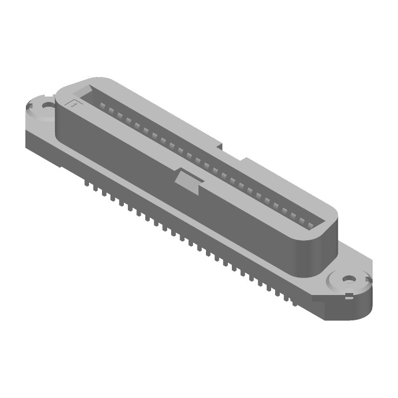 50 Pos 2 Row Female Receptacle, Gold Plated Copper Alloy, 3A, 250V