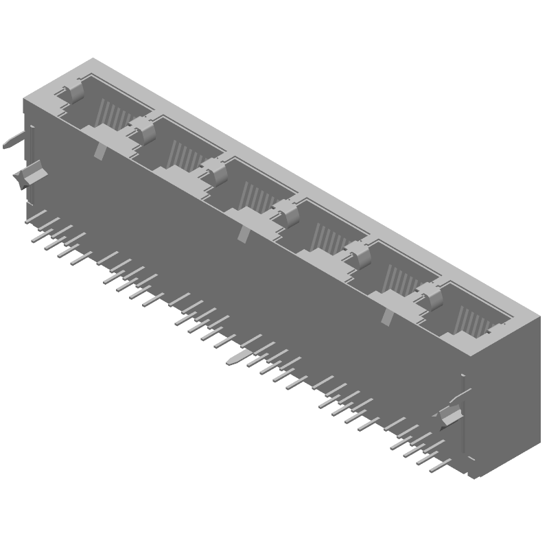 Shielded RJ45 Connector, 6P8C, Right Angle, Panel Mount, Gold Plated