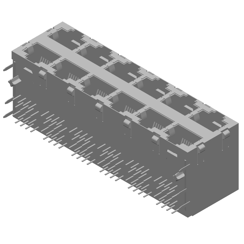 8 Pos Modular Connector, Shielded, Right Angle, Solder