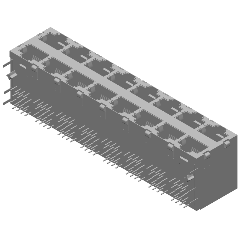 Modular Connector, 16P, 8POS, 2x8, Shielded, Right Angle, Solder