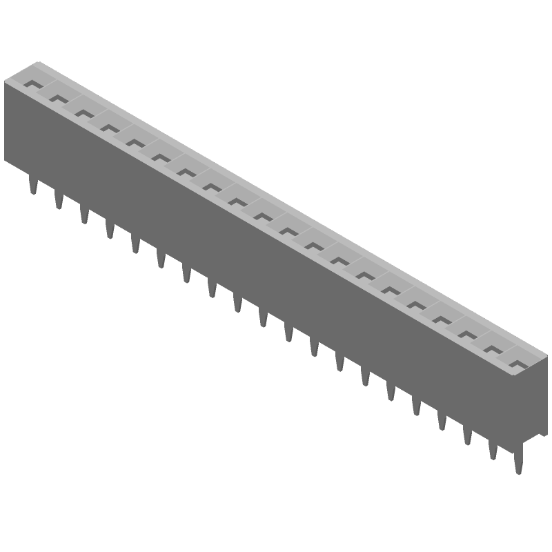 20 Pos 1R 2.54mm Pitch Vertical Header Receptacle, 2A, 750V