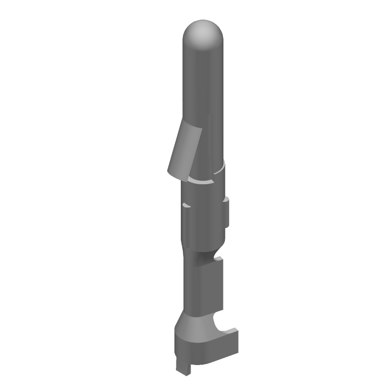 Male Power Pin Terminal, 15A, 250V, Gold Plated Brass, Crimp