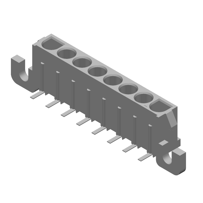 8 Pos Power Connector, 15A, 600V, Wire-to-Board, Right Angle, Through Hole