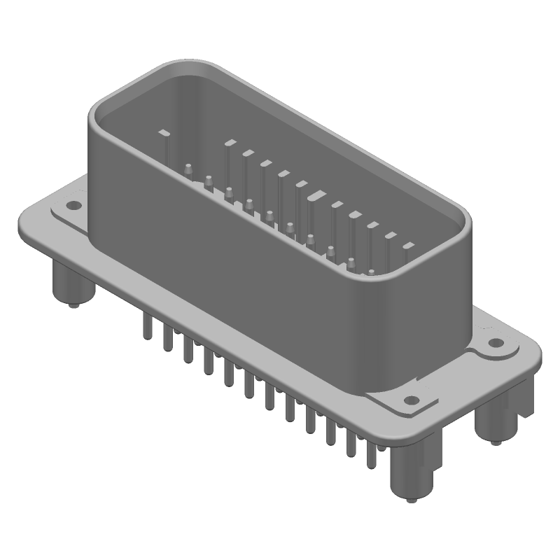 35 Pos Rectangular Header, Power, Vertical, Through Hole, Tin