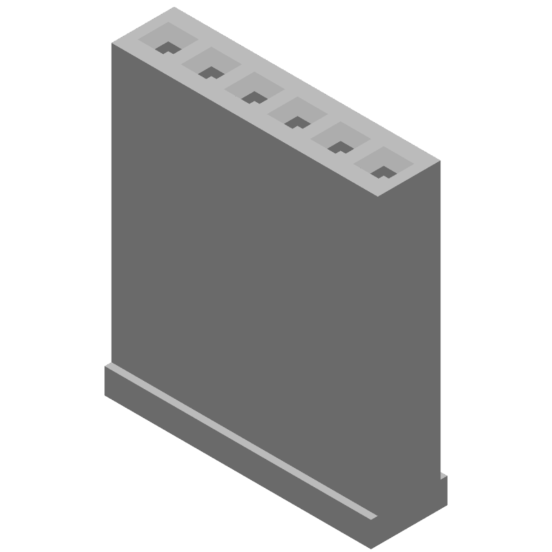 6 Pos 2.54mm Crimp Receptacle Housing, Black, Nylon/Glass