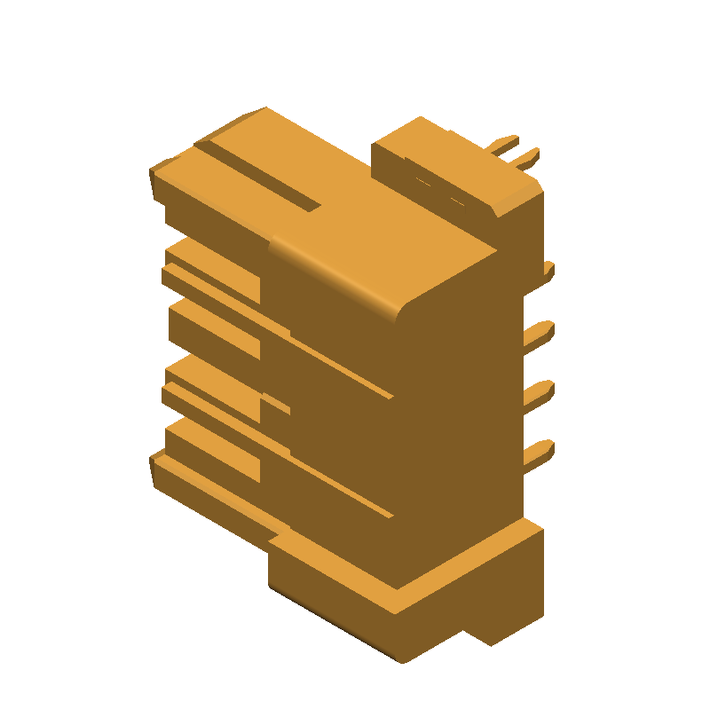 4 Pos 3.81mm Pitch Rectangular Male Power Connector, 10A, 250V, Gold