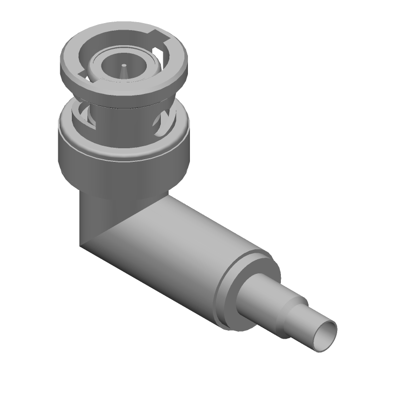 BNC RF Connector, Male, 4GHz, 50 Ohm, Crimp, Right Angle, Cable Mount