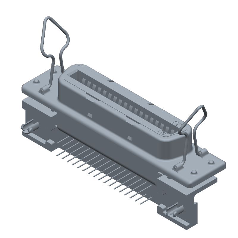 36 Pos Shielded RCPT, Right Angle, Through Hole, Copper Alloy