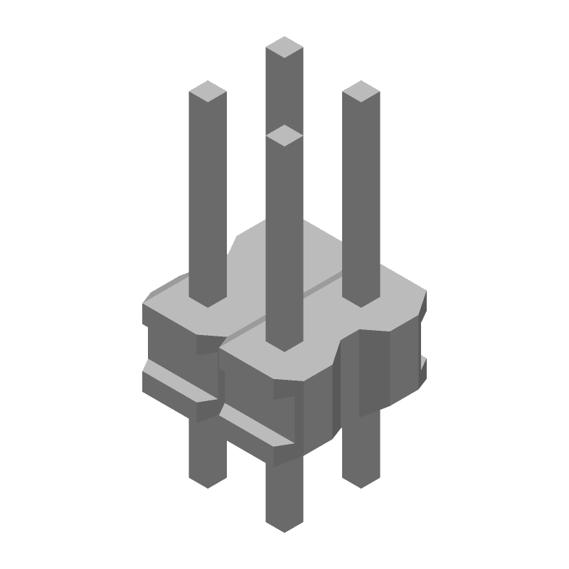 4 Pos 2 Row Vertical Header, 2.54mm Pitch, 5A, Gold/Tin Plated