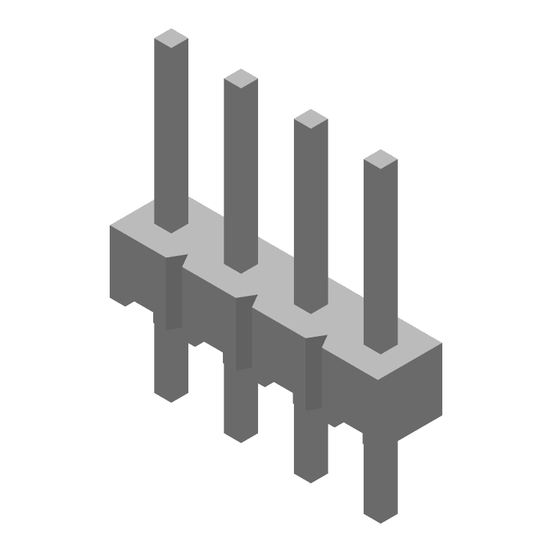 4 Pos Vertical Header, 2.54mm Pitch, 3A, Gold/Tin Plated