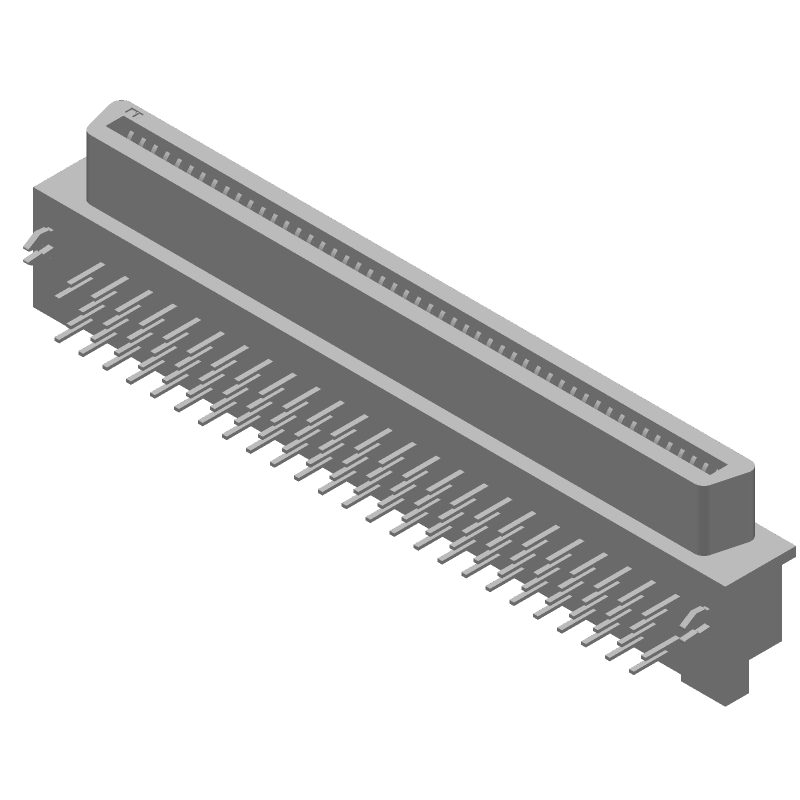 100 Pos Receptacle, Right Angle, Through Hole, 0.05" Pitch, 1A, 250V