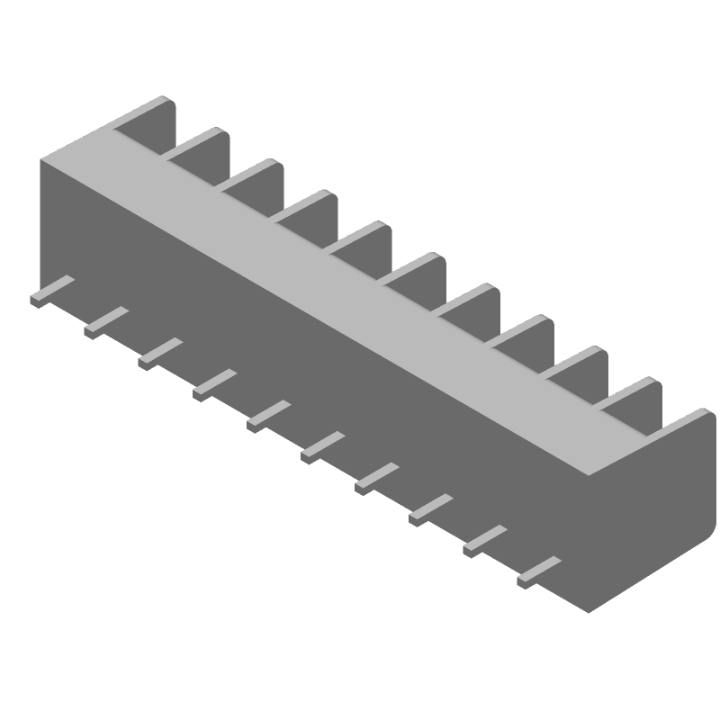10 Pos Barrier Strip, 6.35mm Pitch, 10A, 300V, Solder, Thru-Hole