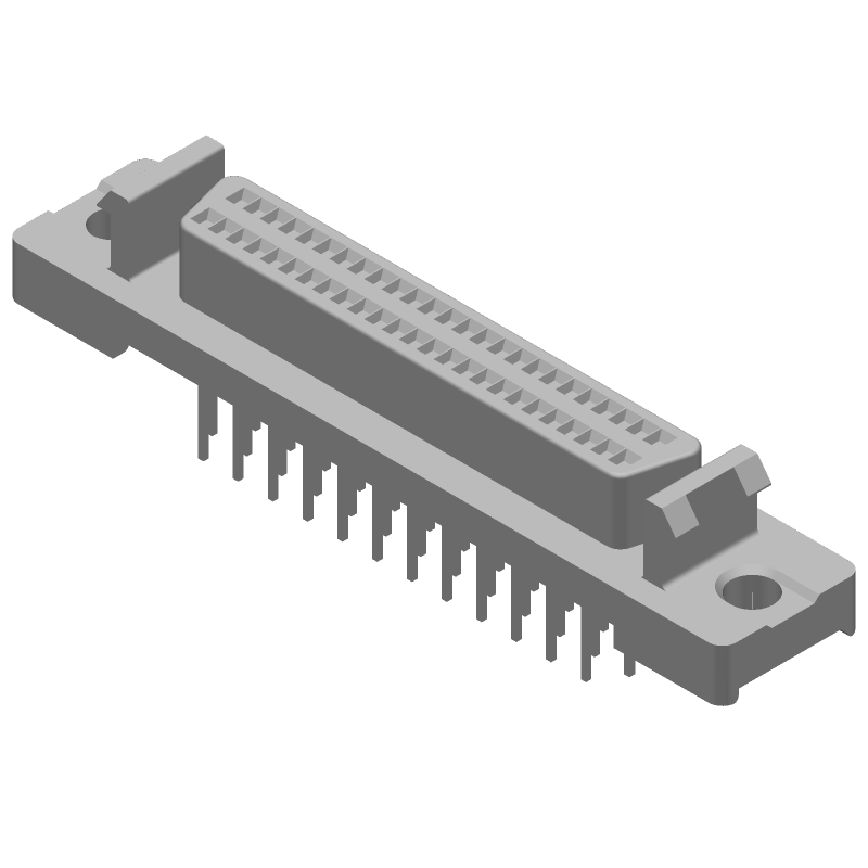 50 Pos 2 Row Vertical SCSI Receptacle, Gold Plated Bronze, 1A, 30V