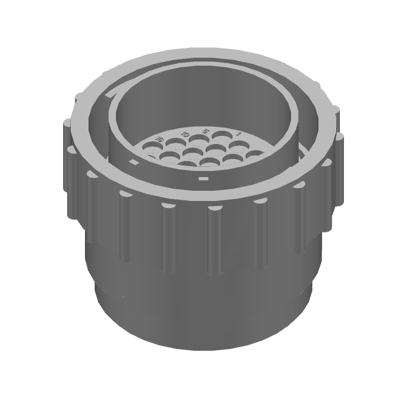 CPC Plug, Size 23, 37 Pos, Crimp, Black, Nylon, 250V