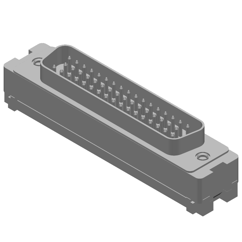 50 Pos D-Sub RA Shielded Connector, Male, 1.25A, 250V, Gold/Tin