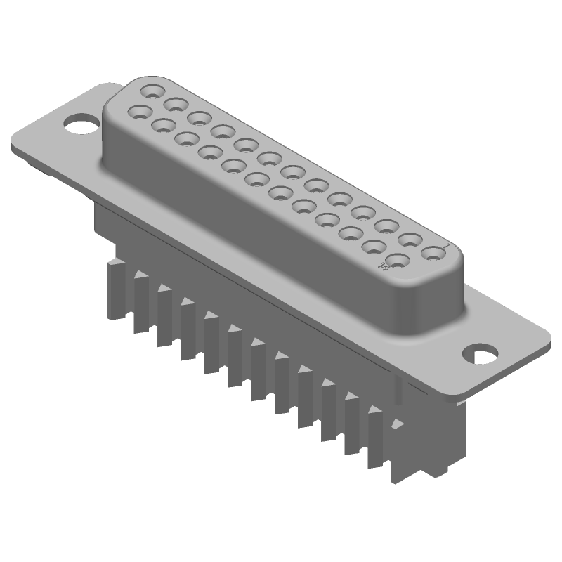 25 Pos HDE D-Sub Receptacle, Female, IDC, Shielded, 250V