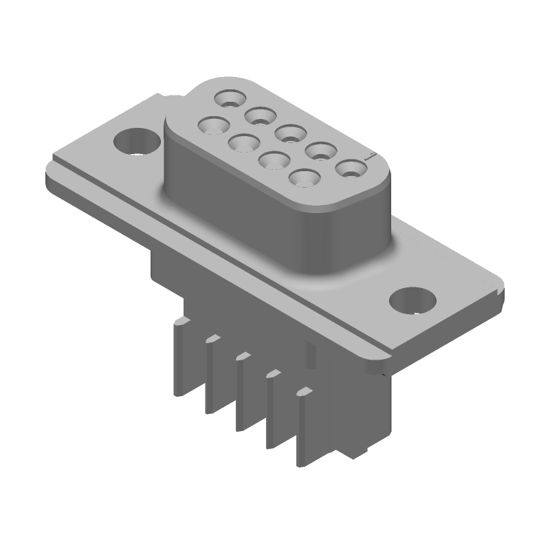 9 Pos Female D-Sub Connector, IDC, 2.4A, 250V, Gold/Tin