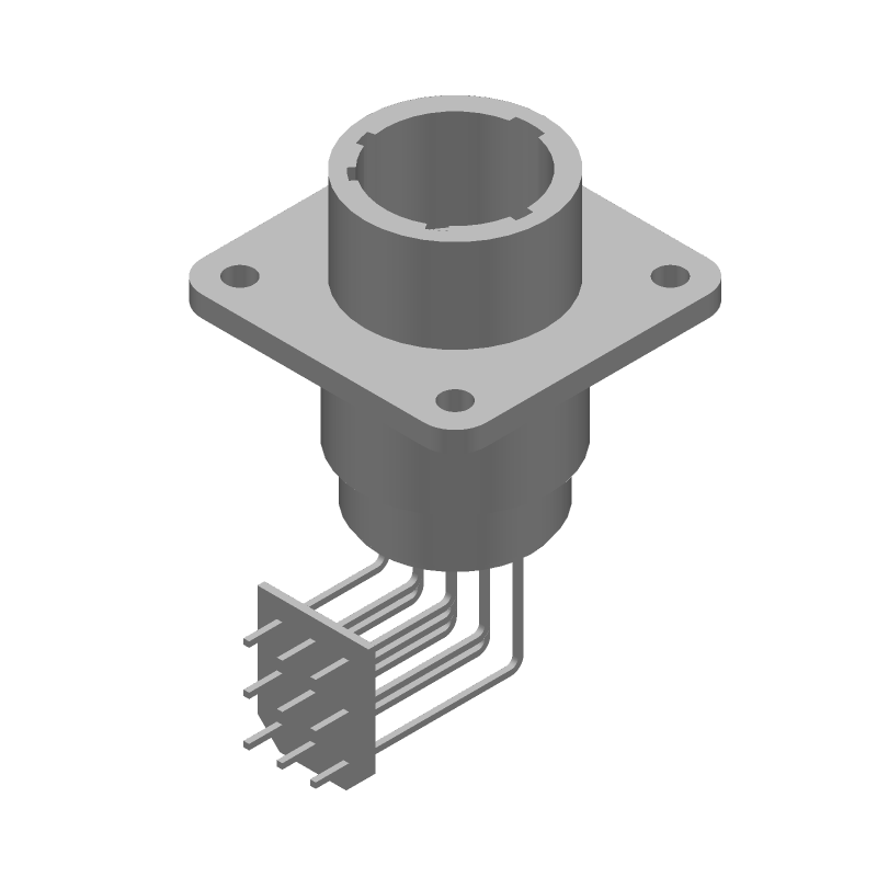 9 Pos Circular Connector, Male, Gold, Right Angle, 250V